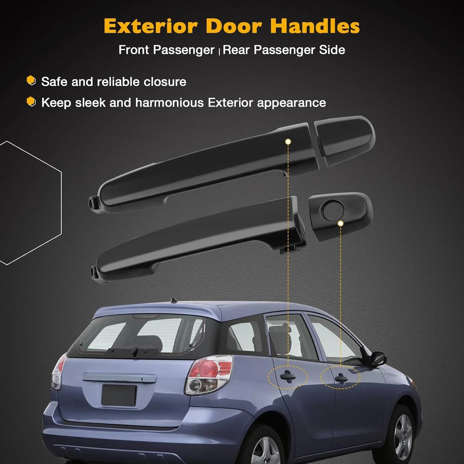 Exterior Door Handle 4Pcs Front Rear Driver & Passenger Side, Compatible with To
