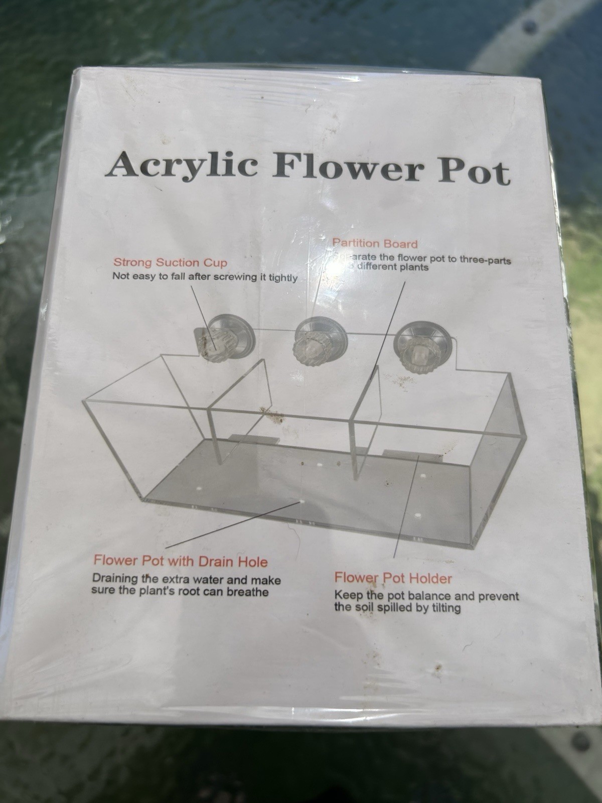 NIUXX Acrylic Window Flower Pot with Suction Cups for Indoor NEW – SEALED