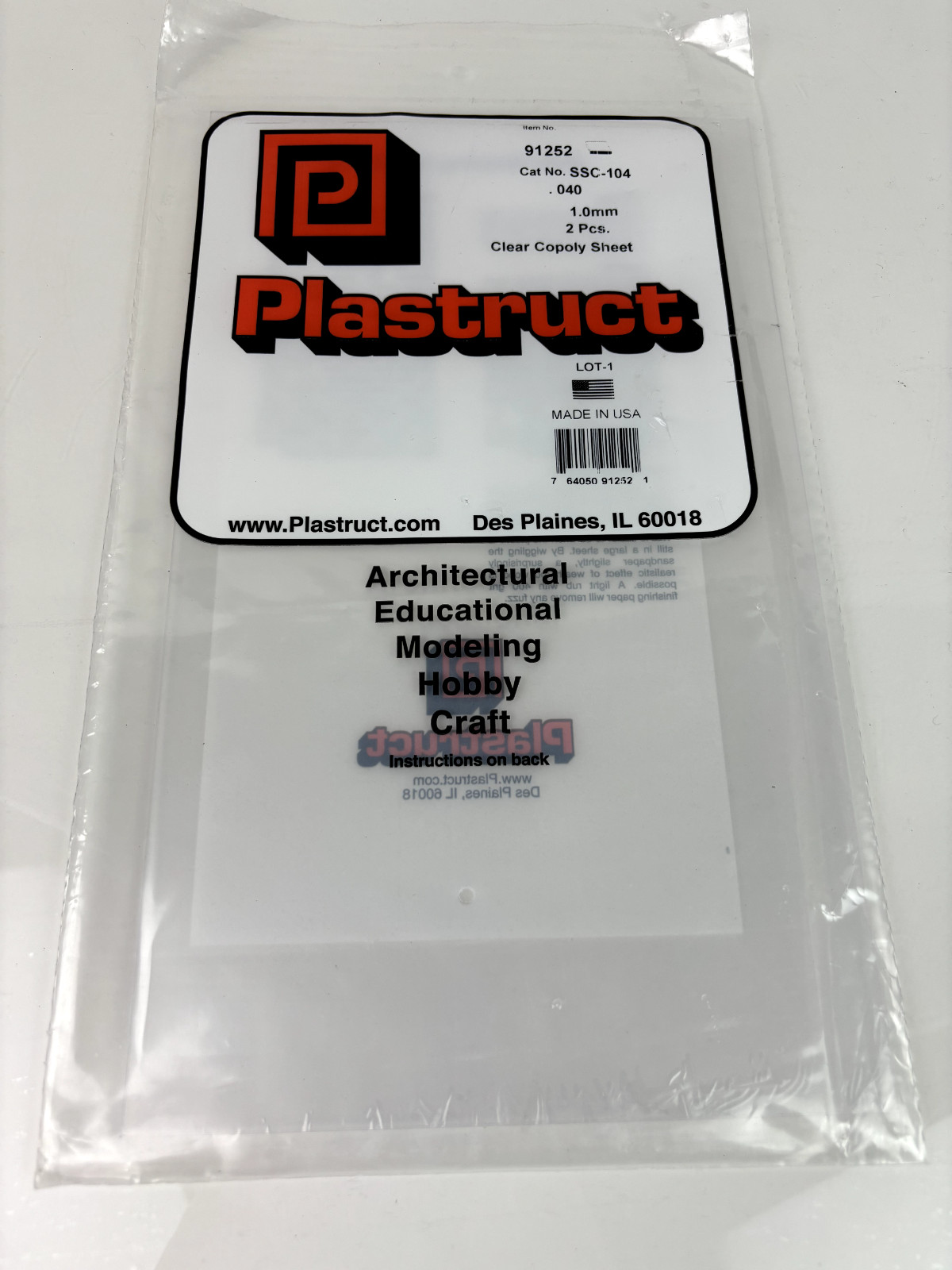 Plastruct 91252 SSC-104 Clear Copoly,.040 (2)