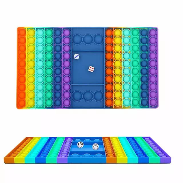 Two Dice Two Players Silicon Bubble Rainbow chess board push Pop Game Fidget Toy