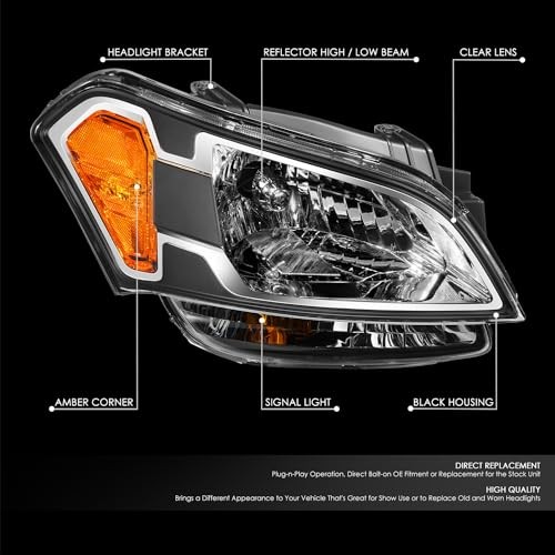 Right Passenger Headlight Assembly Halogen Black Housing for Kia Soul 2010-2011