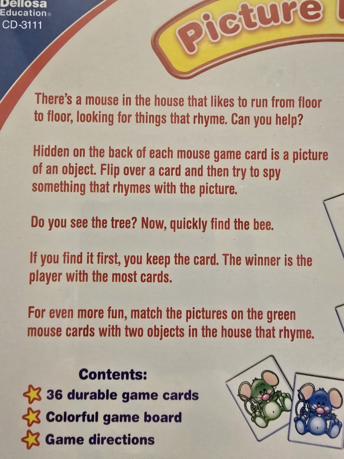 I Spy a Mouse in the House! Picture Rhymes Game Carson Dellosa CD-3111 Ages 4+
