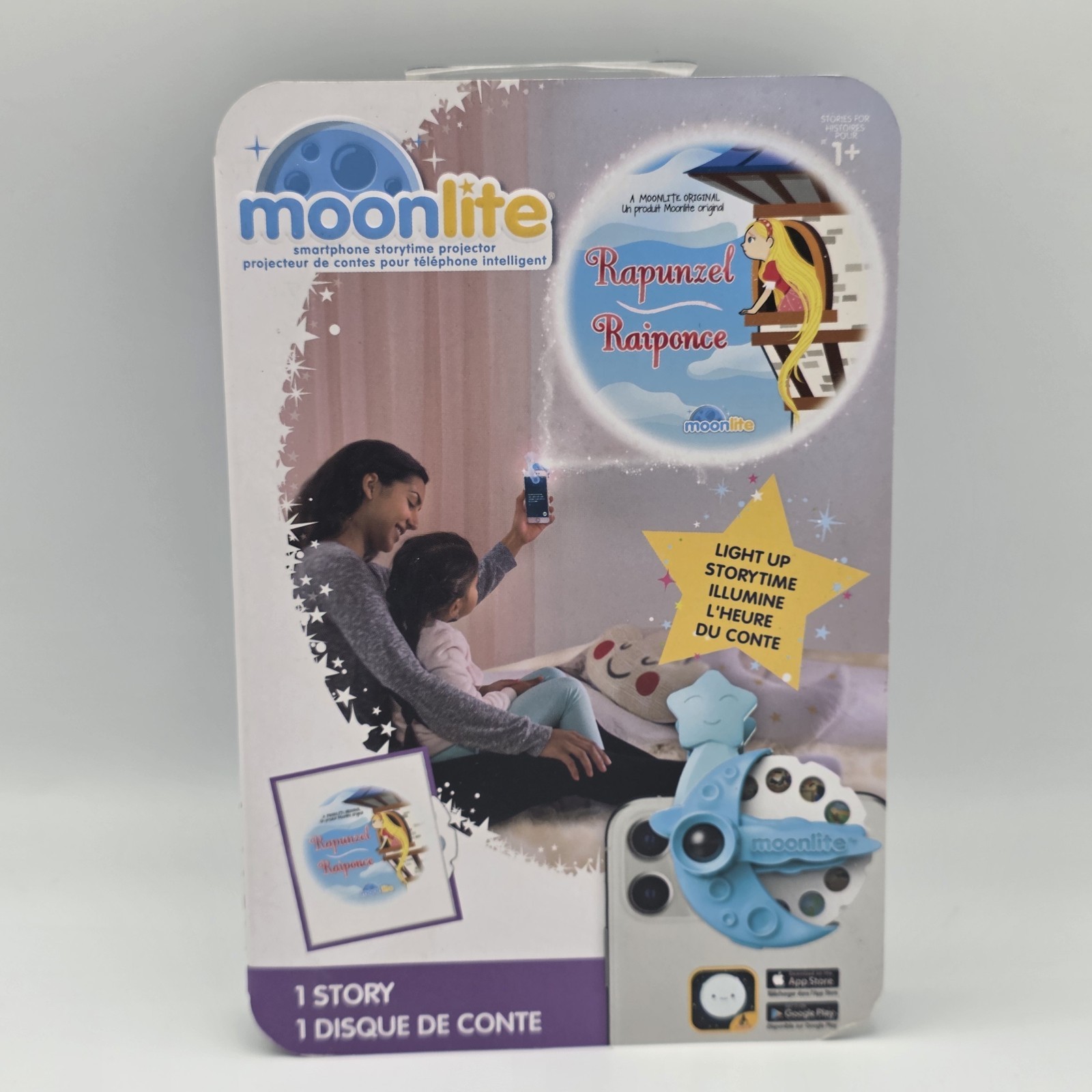 Moonlite Story Projector + 3 Discs Rapunzel The Princess And The Pea