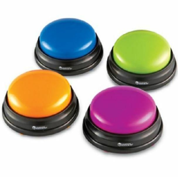 Answer Buzzers Set of 4 Colorful Battery Powered Sounds by Learning Resources
