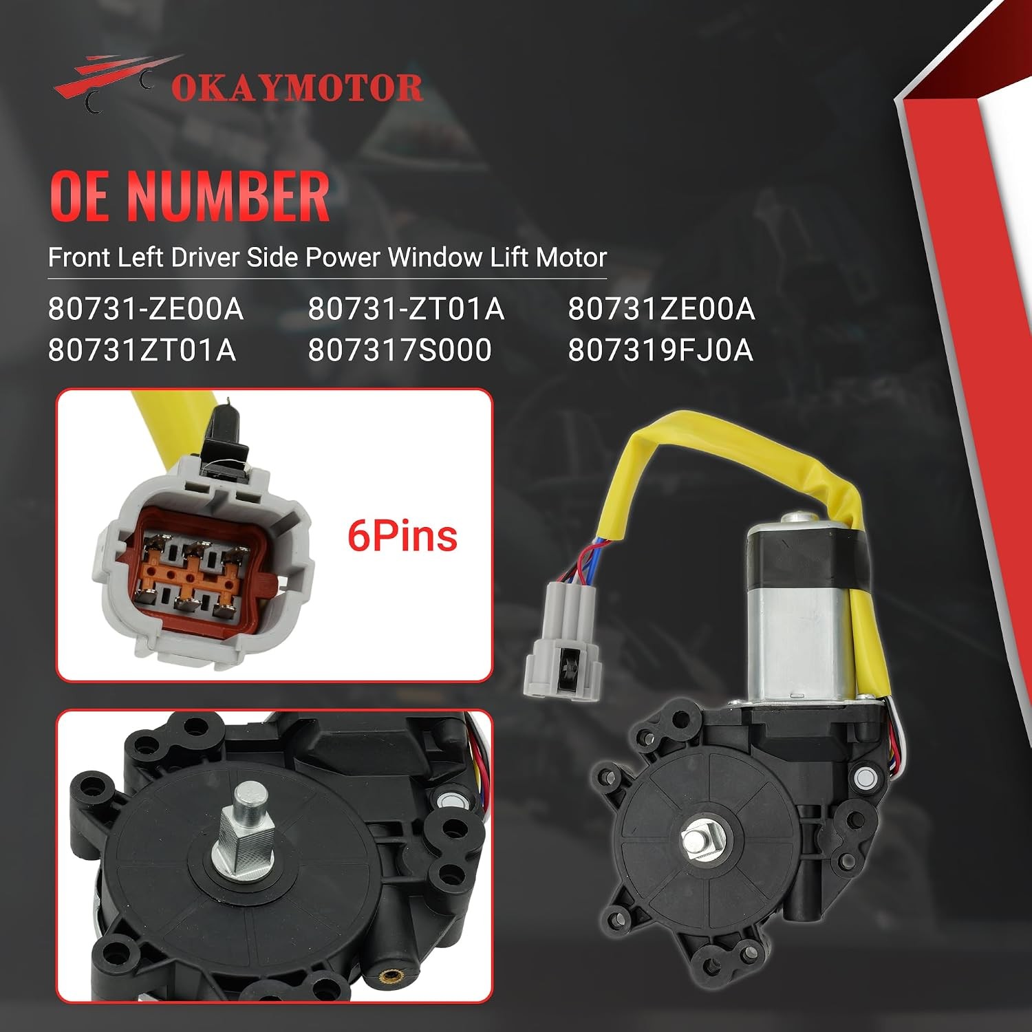 80731-ZE00A Front Left Driver Side Power Window Lift Motor for 2005-2015 Nissan