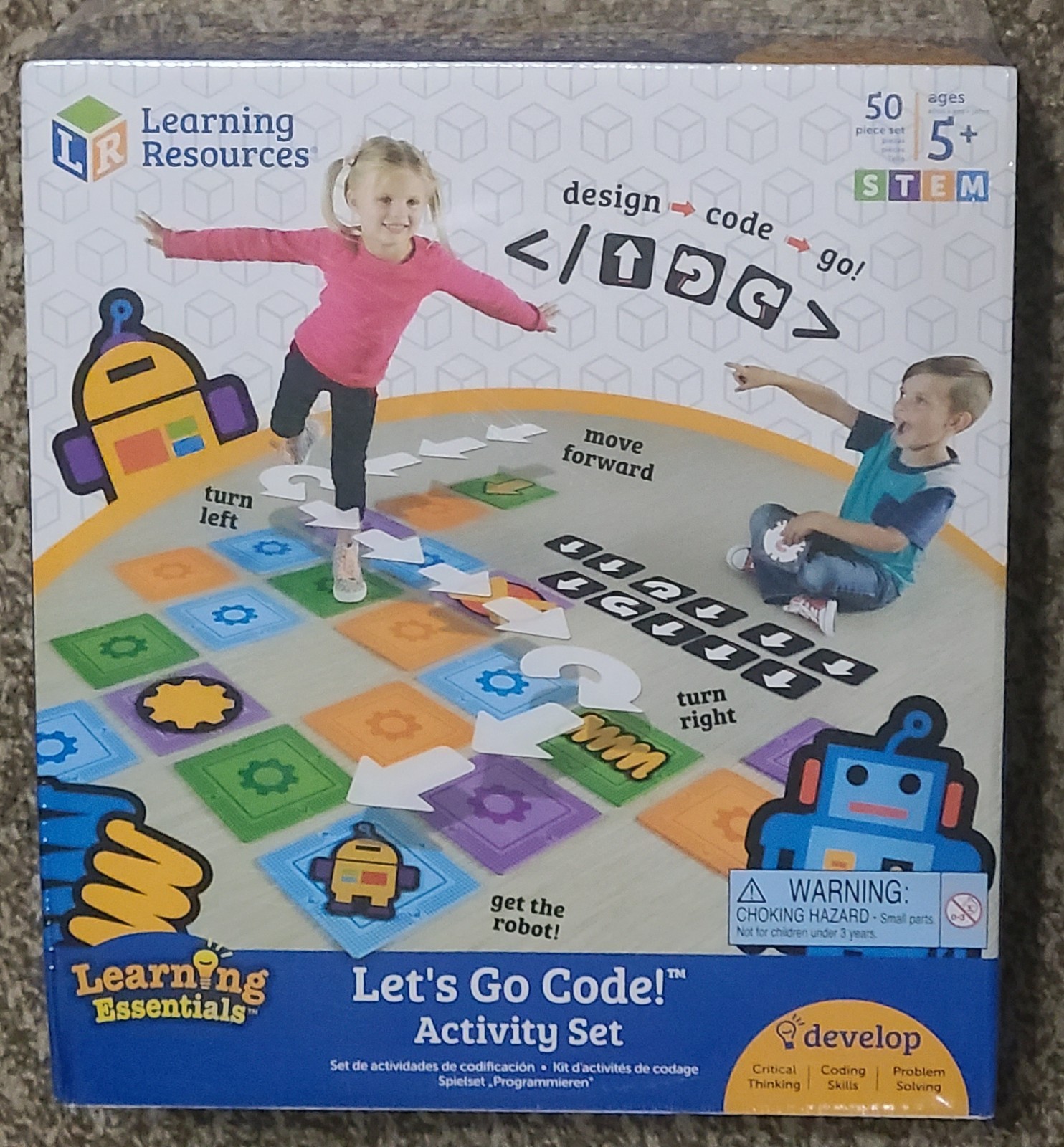 NEW Learning Resources STEM Lets Go Code! Activity Set 50 Pieces Design-Code-Go