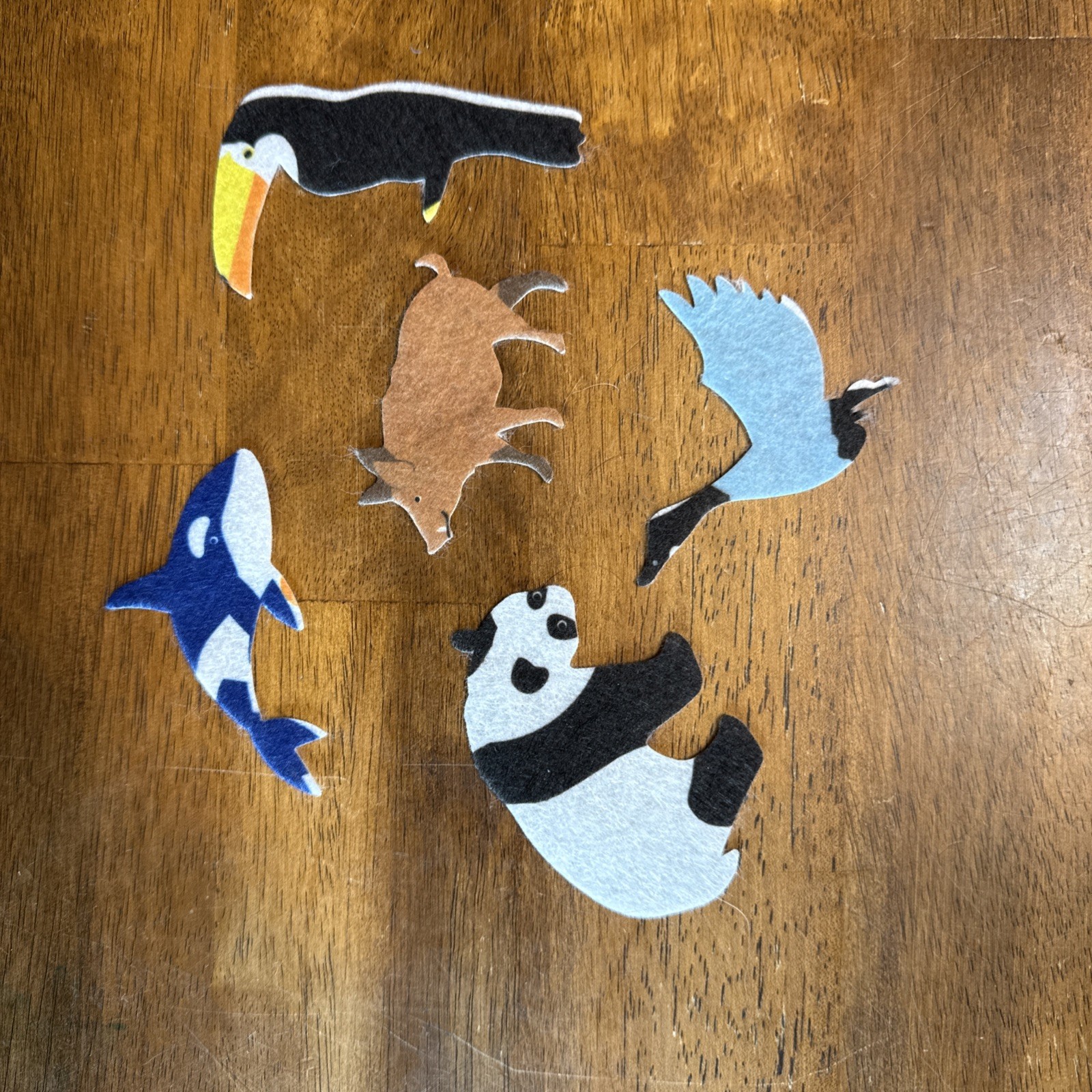 Felt World Map with Felt Animals Match to Continent Felt Pieces Horizon