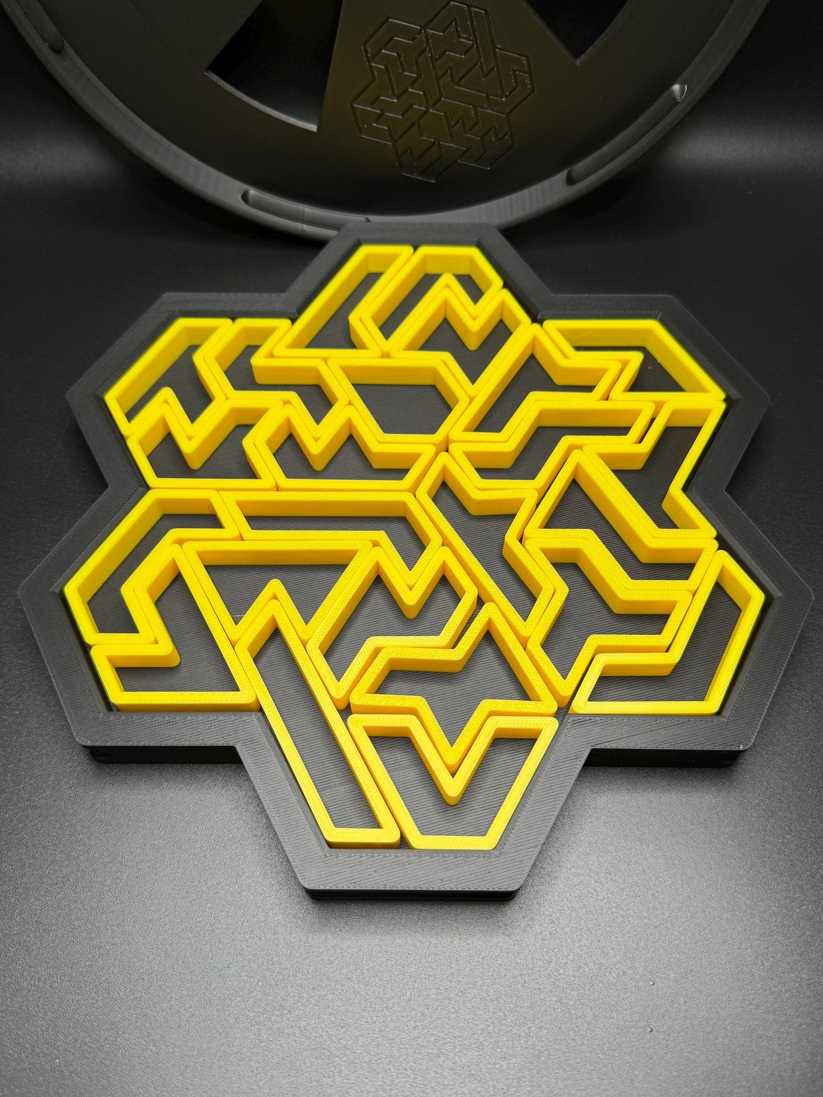 3D Printed Heptiamond Snowflake Puzzle with Box – Challenging Educational Teaser