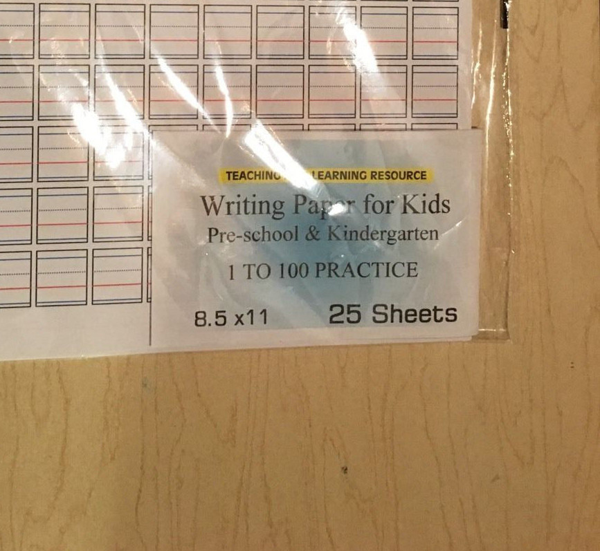 Writing Paper for Kids – NUMBERS TO 100 – 11X 8.5 in, 20 lb, 25 sheets