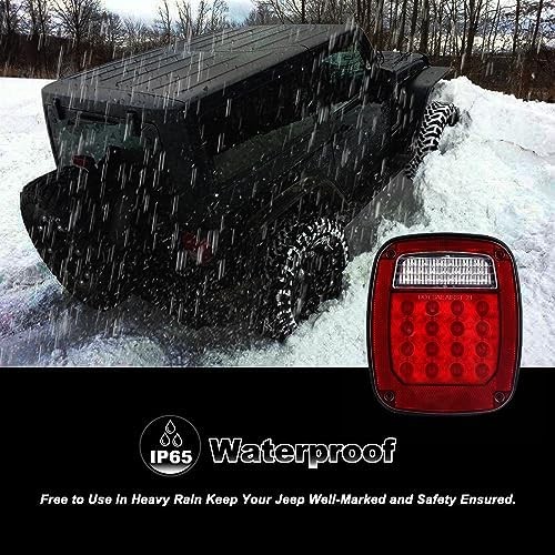 Tail Lights Assembly Replacement for 1979-2006 Wrangler TJ YJ CJ5 CJ7 Red Square