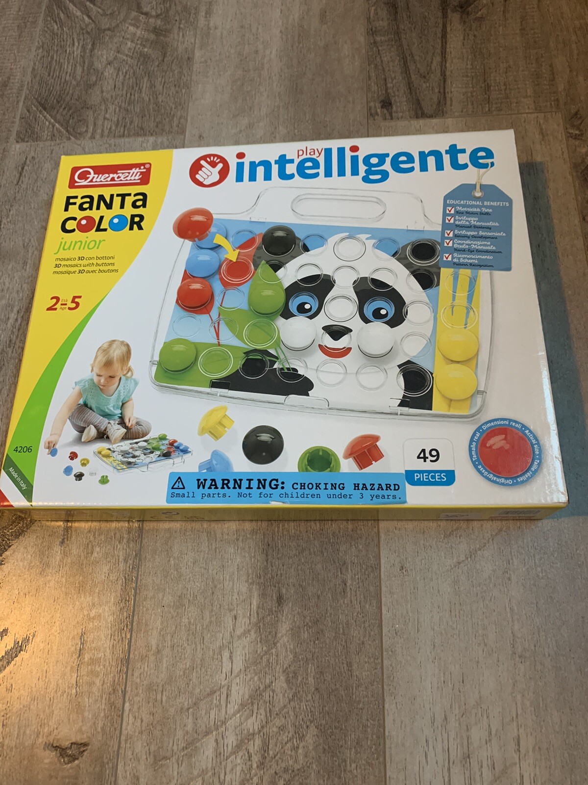 QUERCETTI 3D Mosaic FANTACOLOR JUNIOR 2-5 Fine Motor Toddler Toy