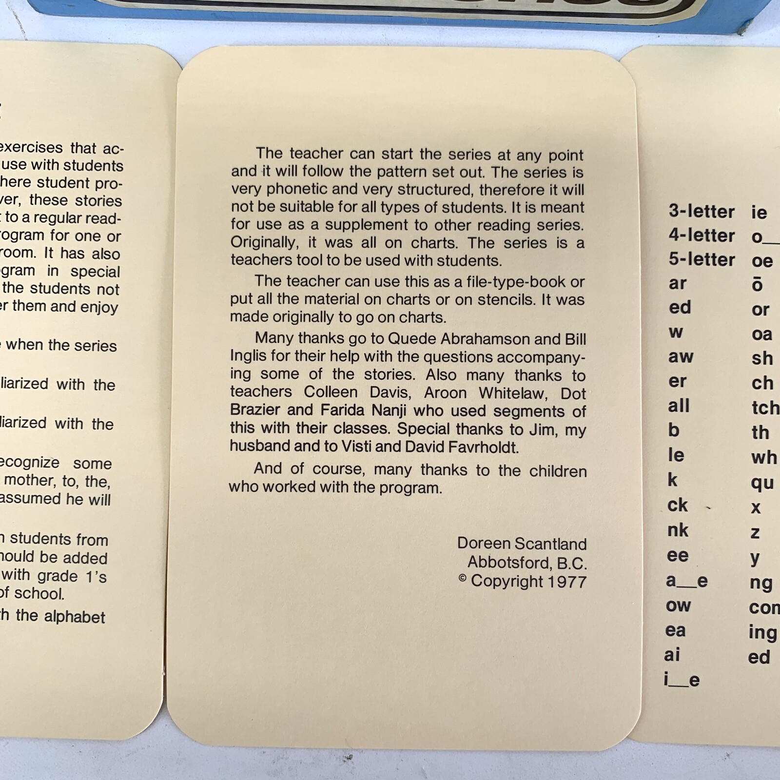 Scantland Reading Chart Series Cards Homeschool Student Materials Vintage 1977