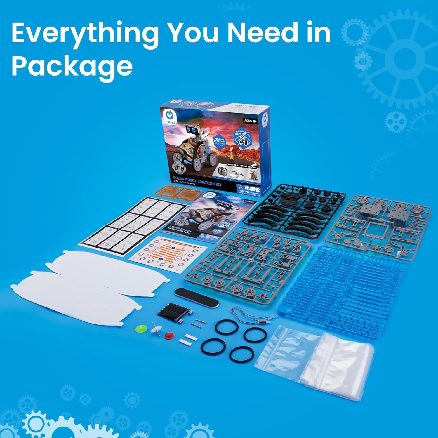Solar Robot Building Kit – 12-in-1 STEM Toy for Kids Age 8-13, 190 Pieces