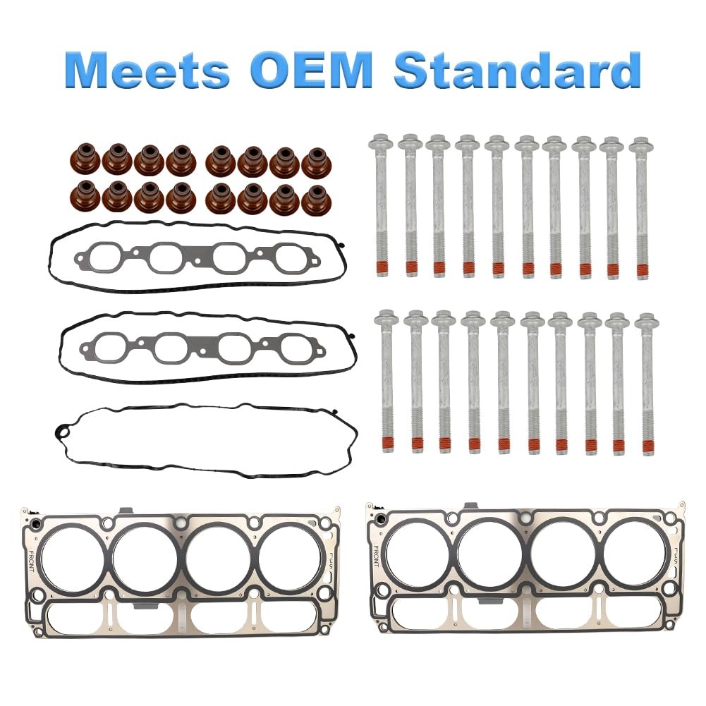 Cylinder Head Gasket Set with Bolts Compatible with GMC Sierra Yukon XL, Chevy