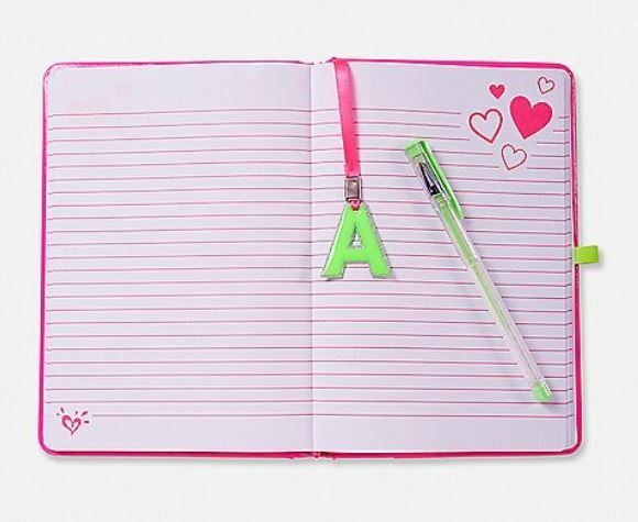 Justice Girls Sequin Neon Flip Sequins Diary Journal Writing Notebook Initial