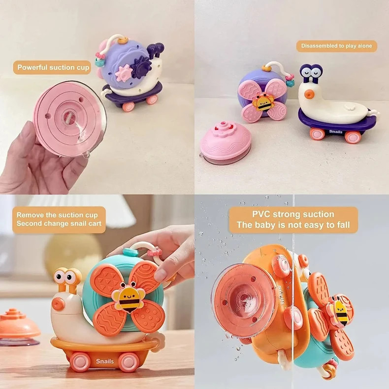 Baby Suction Cup Spinner Toy Montessori Sensory Fine Motor Infant Travel Toy