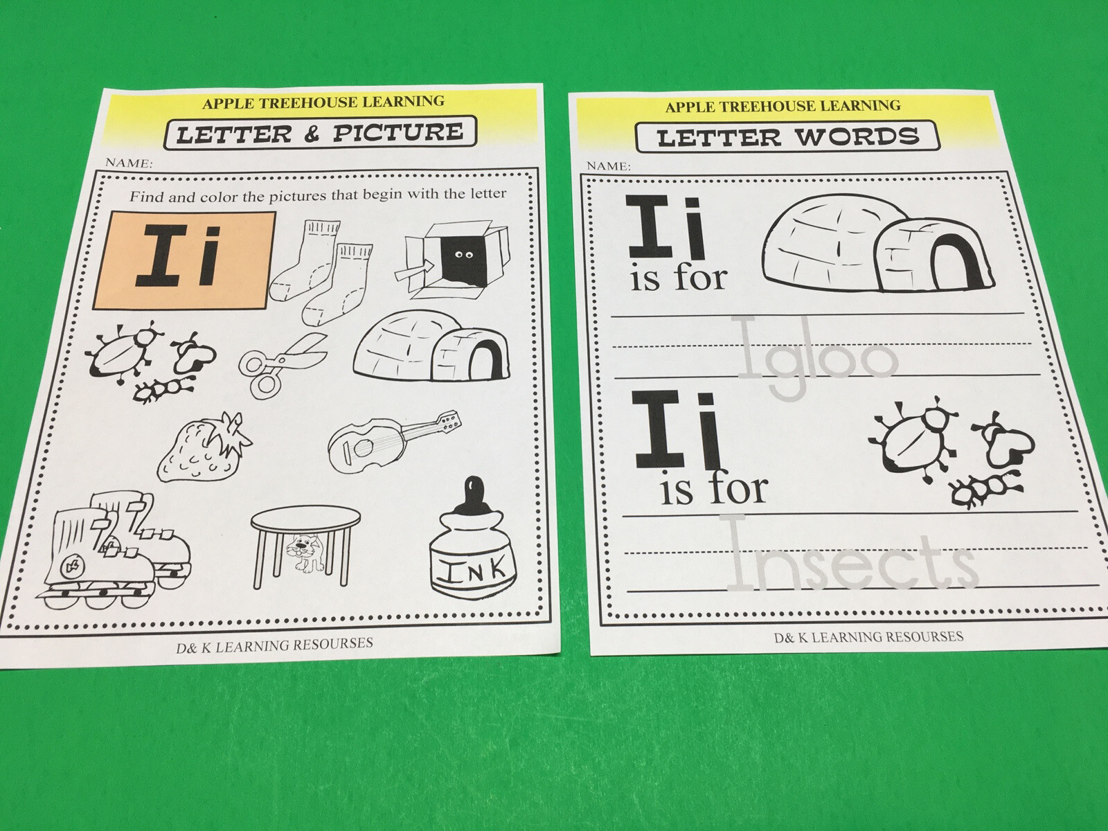 Letter Ii – Apple Treehouse Worksheets – Preschool Teaching supplies 20pgs