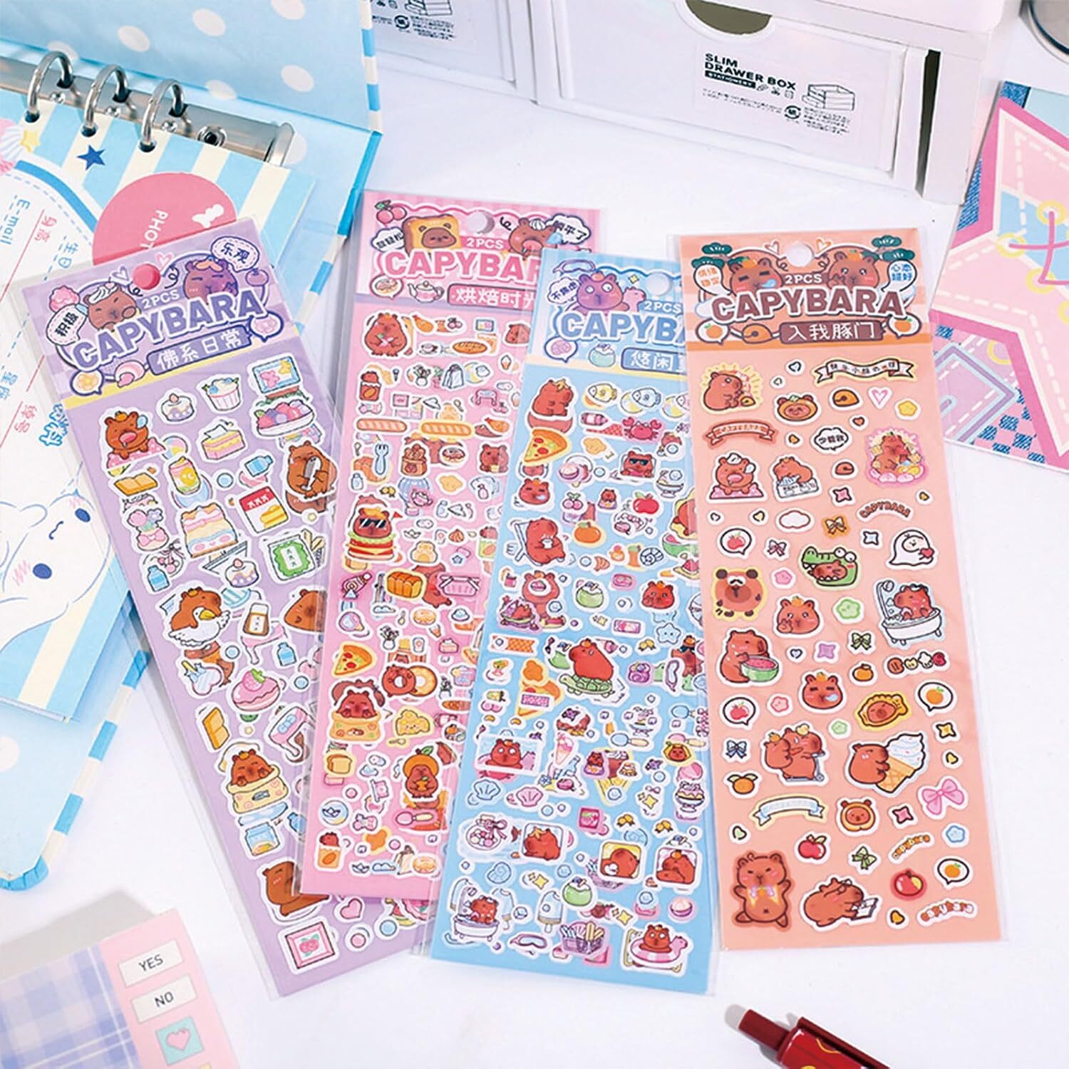 8 Sheets Cute Capybara Stickers for Kids Girls Kawaii Capybara Stickers