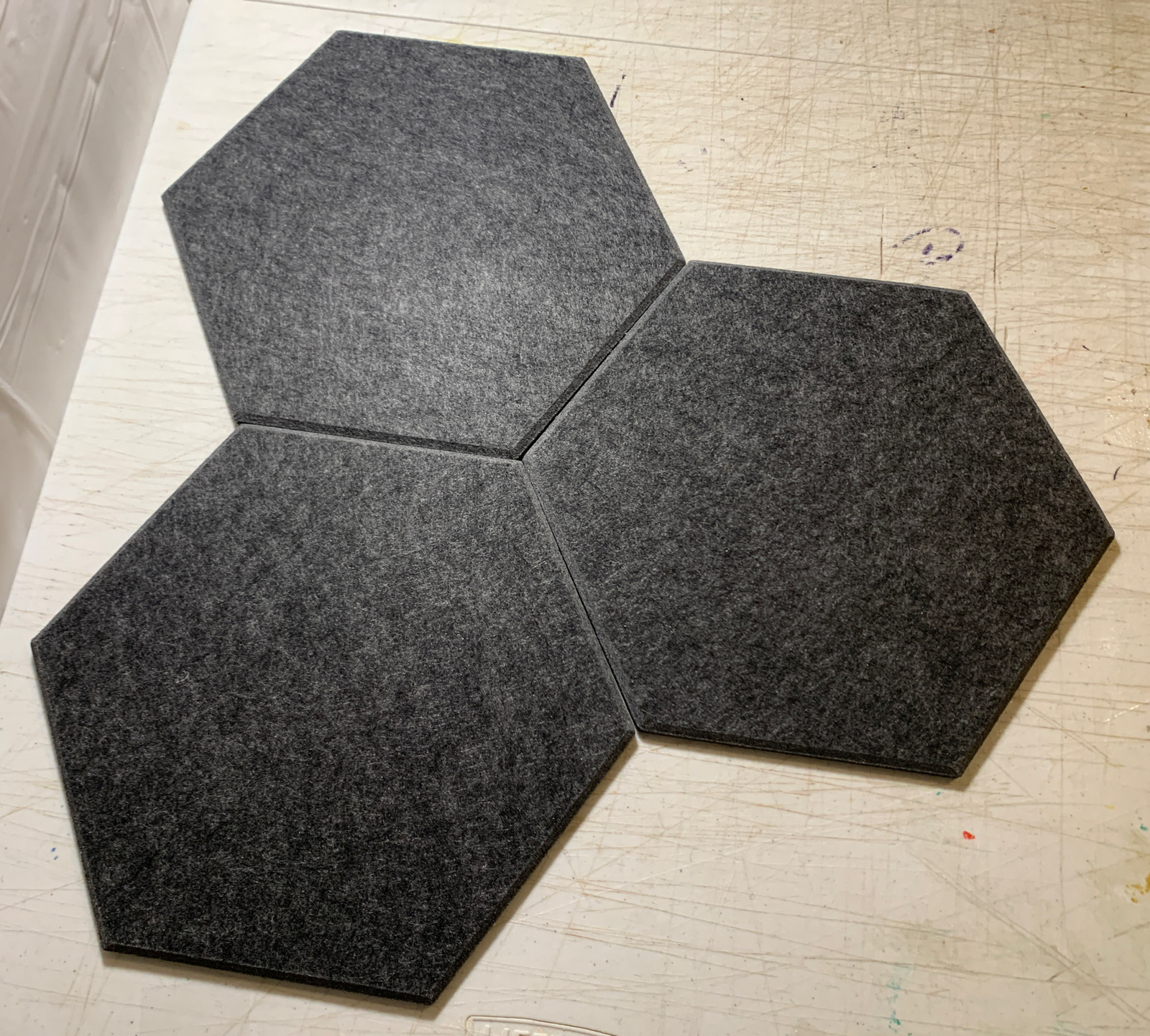 Hexagon Felt Board Dark Grey 19 Pieces 11.5in Only No Adhesive Tape Included
