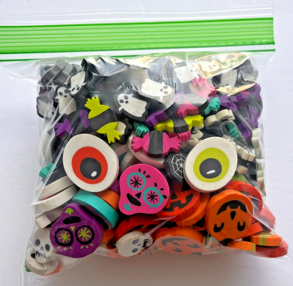Halloween Mini Eraser Lot pumpkins ghosts candy spiders math manipulatives