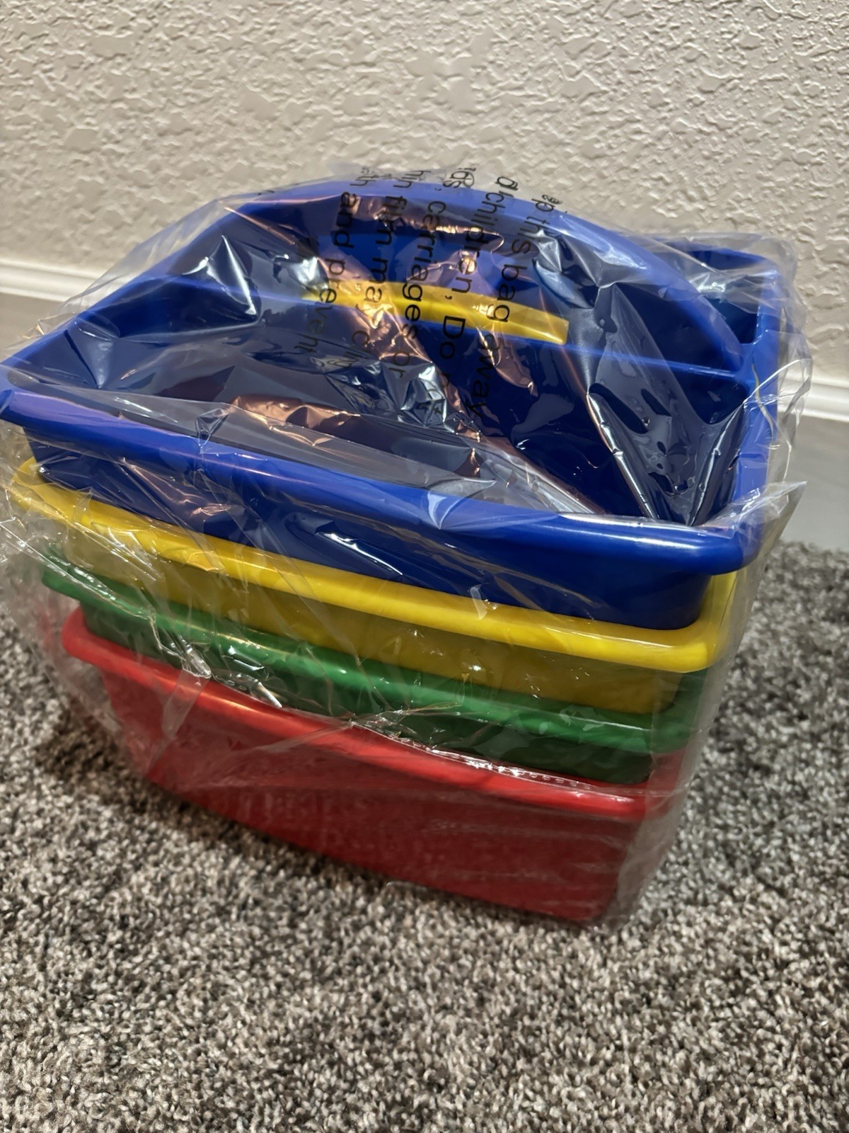 Classroom Storage Caddies, Set of 4, Red, Yellow, Blue and Green