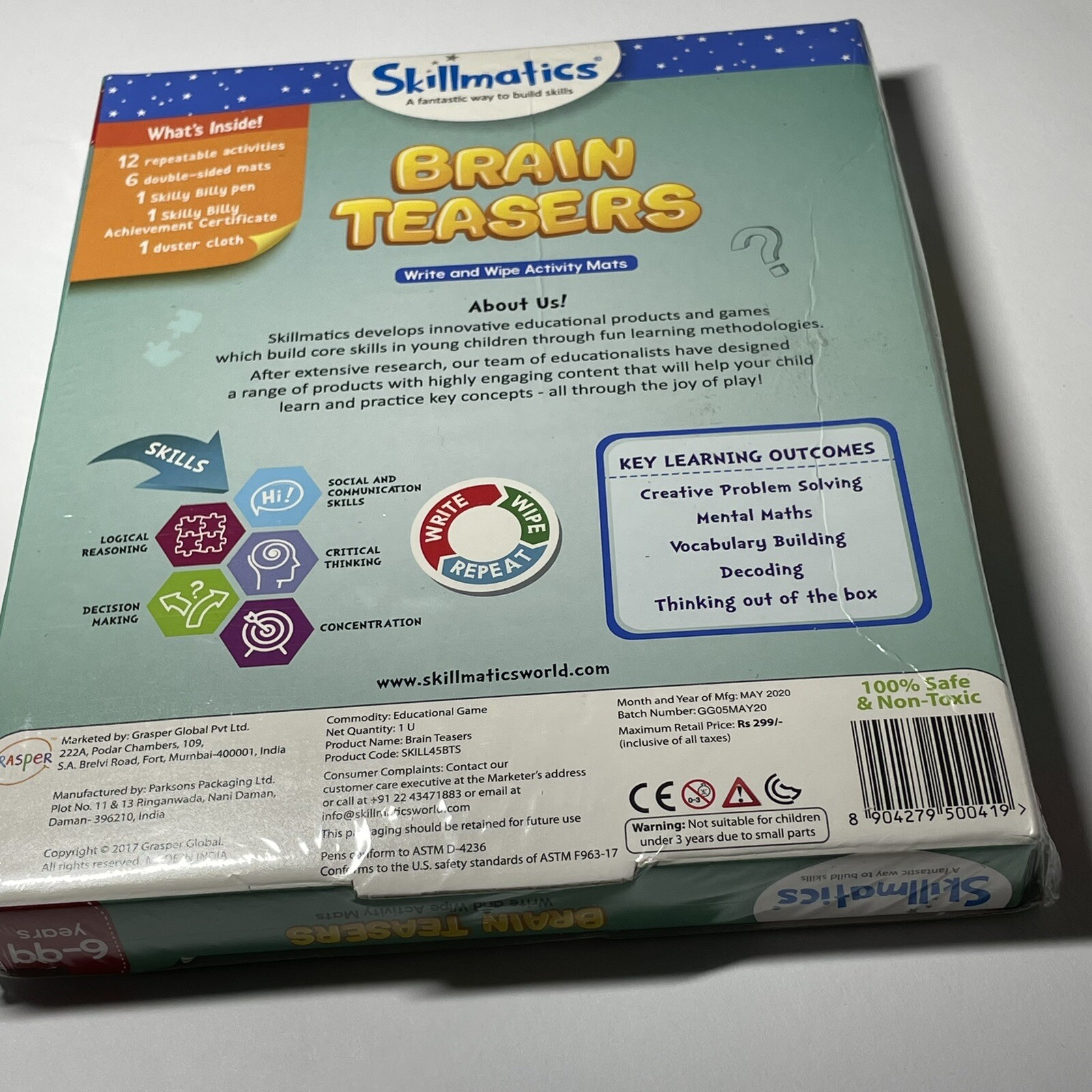 Brain Teasers Write & Wipe Activity Mats Educational Game By Skillmatics Ages 6+