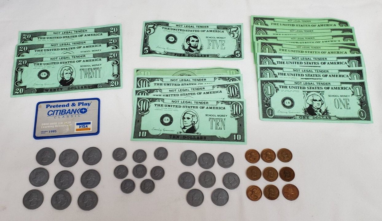 Learning Resources PRETEND & PLAY Calculator CASH REGISTER w Play Money & Card