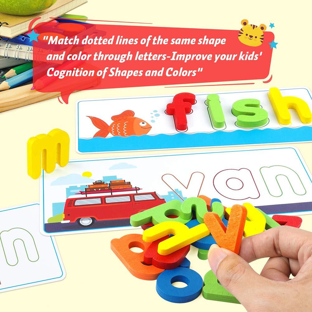 Educational Learning Toys CVC Word Builders with Alphabet Cards Gifts for Kids