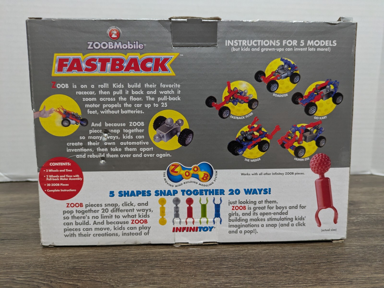ZOOB MOBILE Fastback Racecar 20 Pieces Pull Back Motor Infinitoy 2011 – NEW