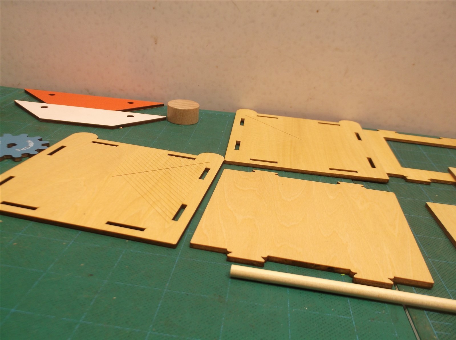 Assorted parts for Crunch Labs Mirror Bank Build