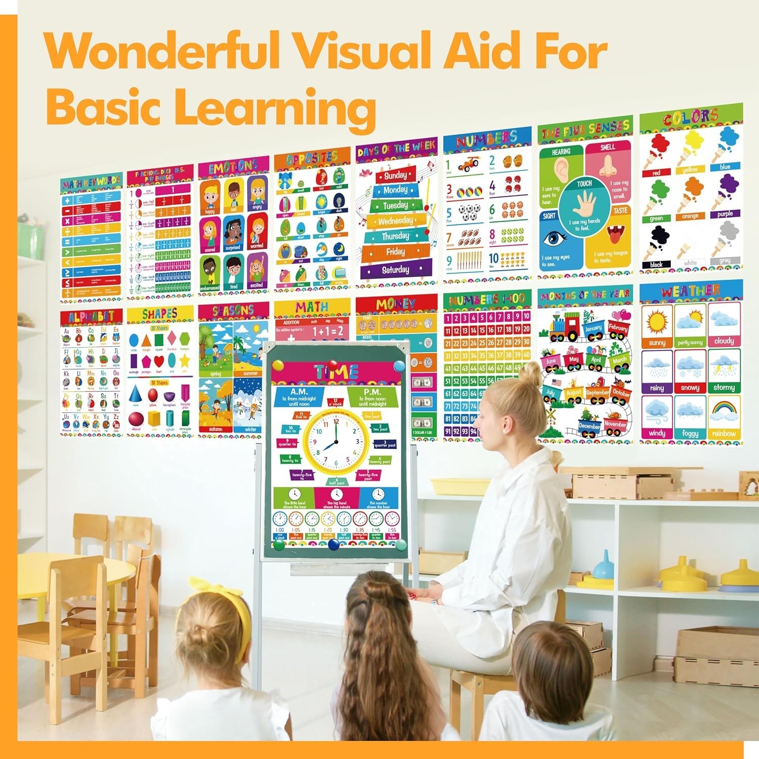 28 Educational Posters for Kids, All-in-One Set Learning Posters-Alphabet, An…