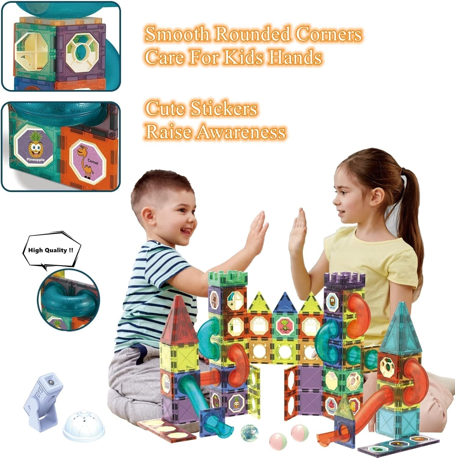 Light Magnetic Tiles Building Blocks For Kids, 3D STEM Building Toys, 110 PCS