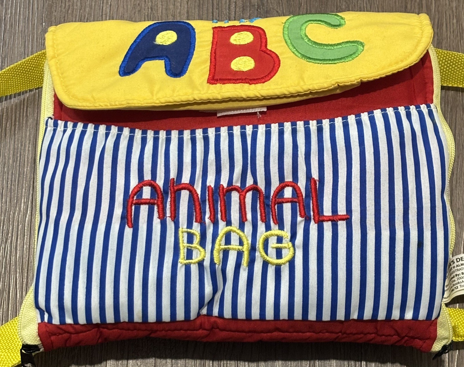 My Animal ABC Learning Alphabet Toddler Backpack Cloth Book Alma’s Designs GC!