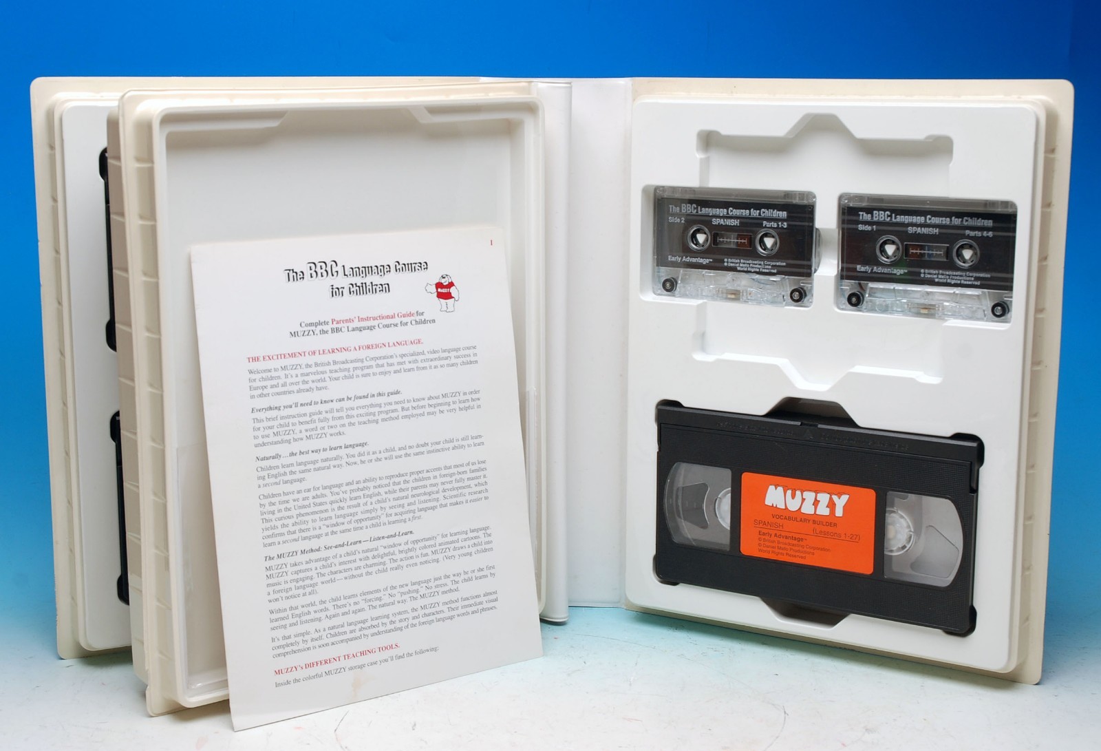 BBC MUZZY SPANISH VIDEO LANGUAGE COURSE 5 VHS TAPES 2 AUDIO CASSETTES VOCABULARY