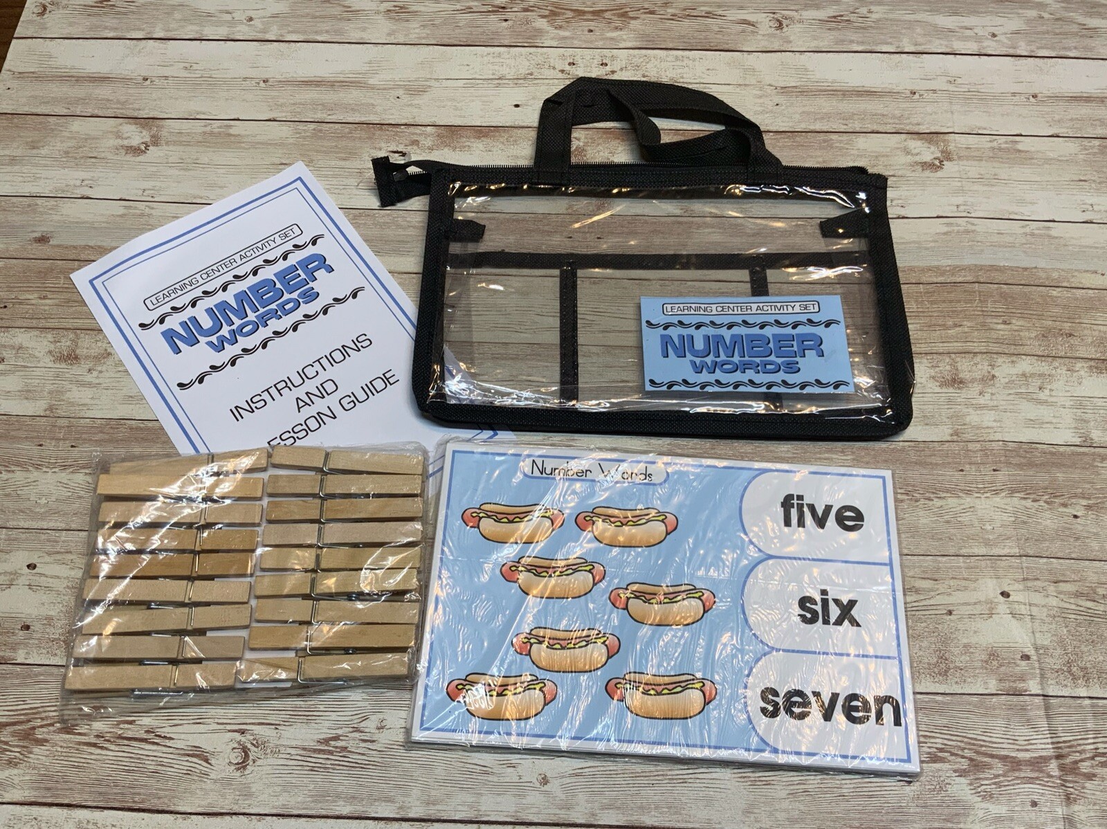 Learning Center Activity Set- Number Words – Clothespin Learning Center