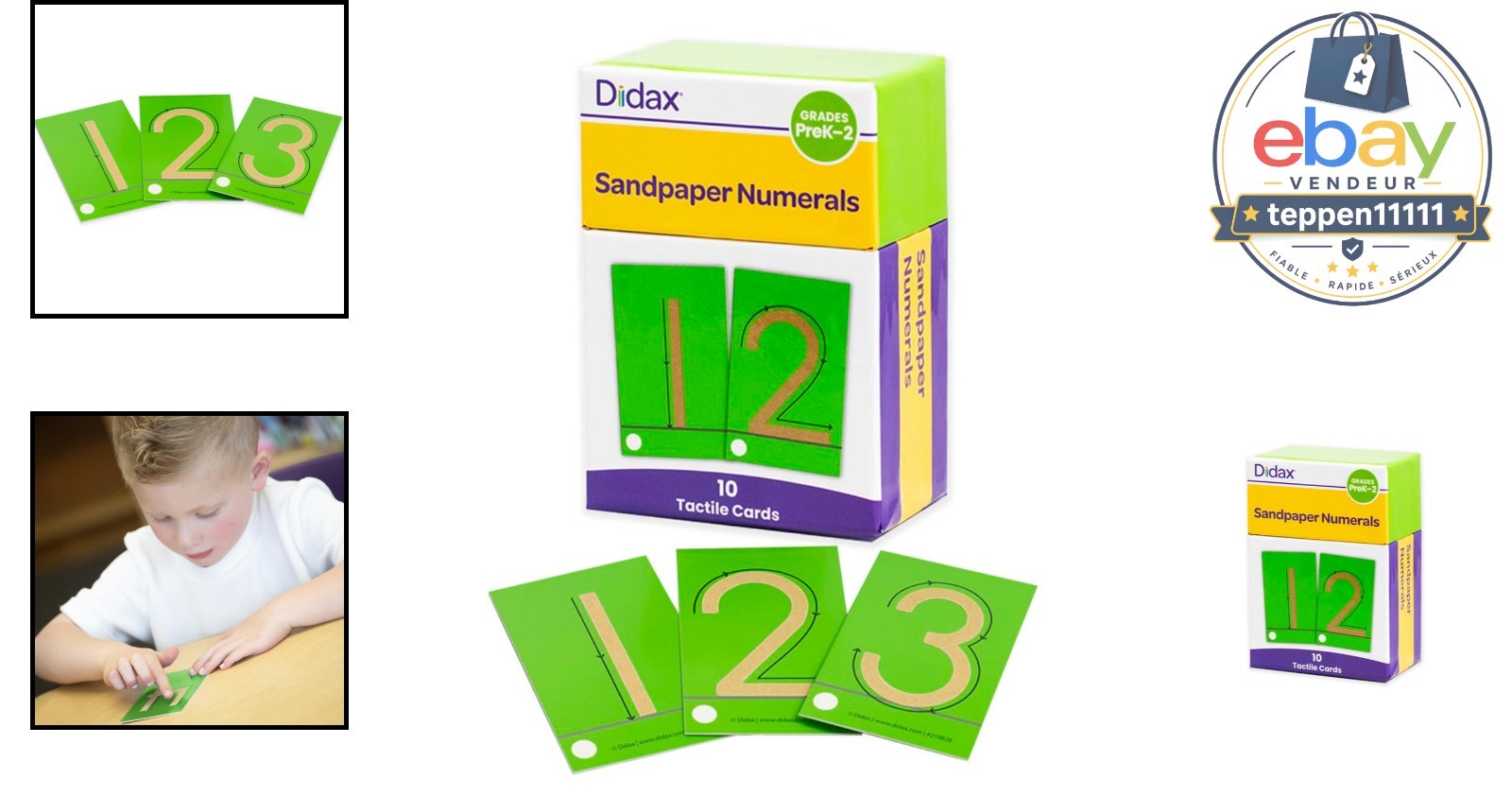 Sandpaper Numerals Set 0-9 Tactile Learning Cards