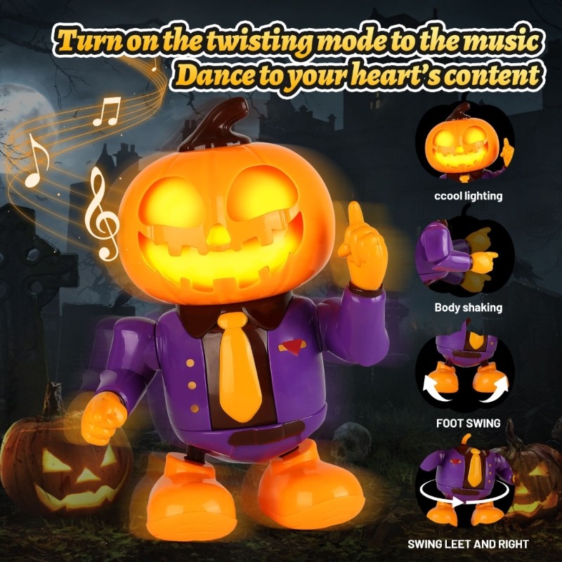 Dancing Skeleton Toy Robot Pumpkin Swinging Skeleton For Halloween Party