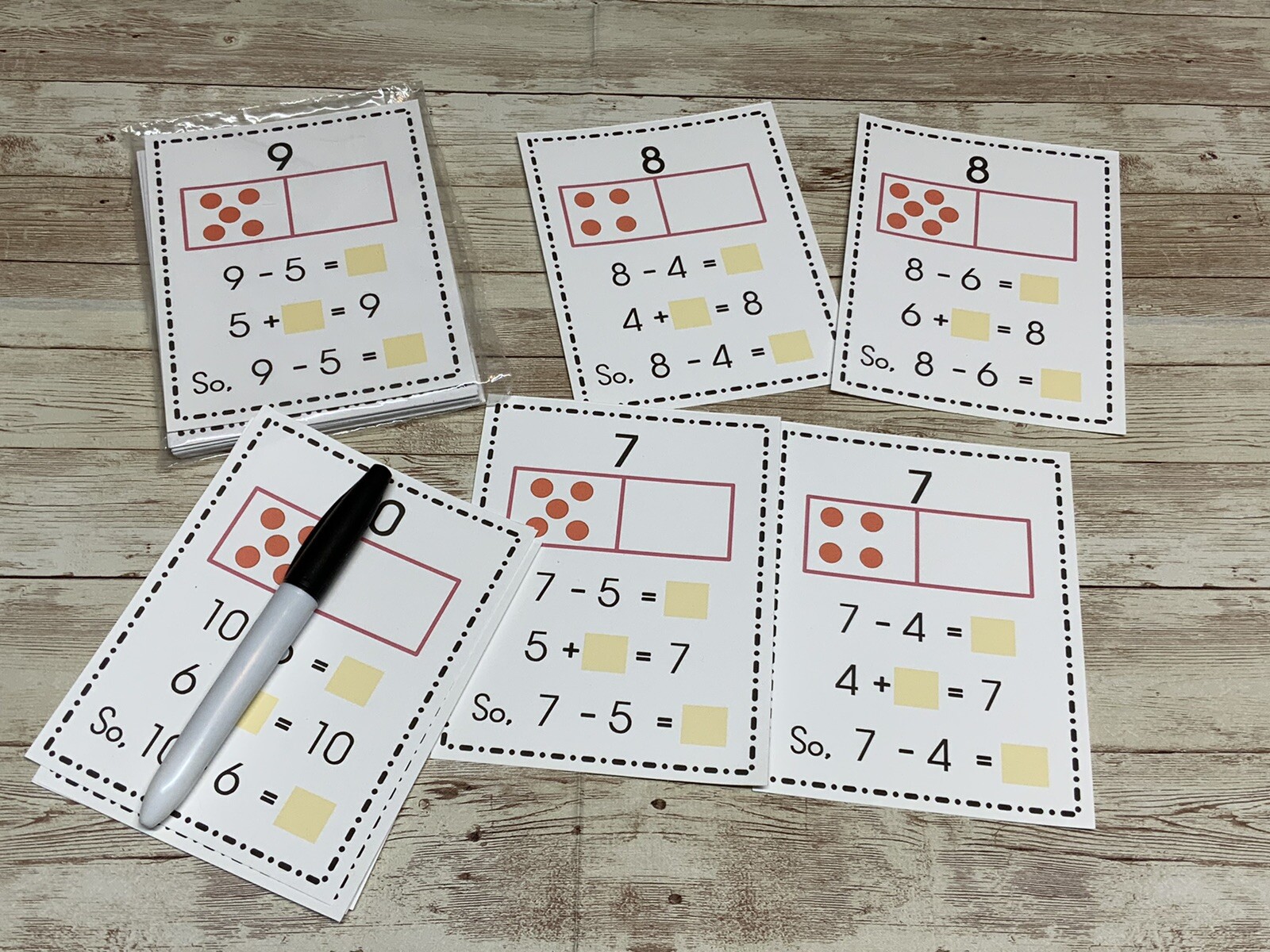 Add To Subtract – Math Center – Dry Erase – 30 Laminated Activity Cards