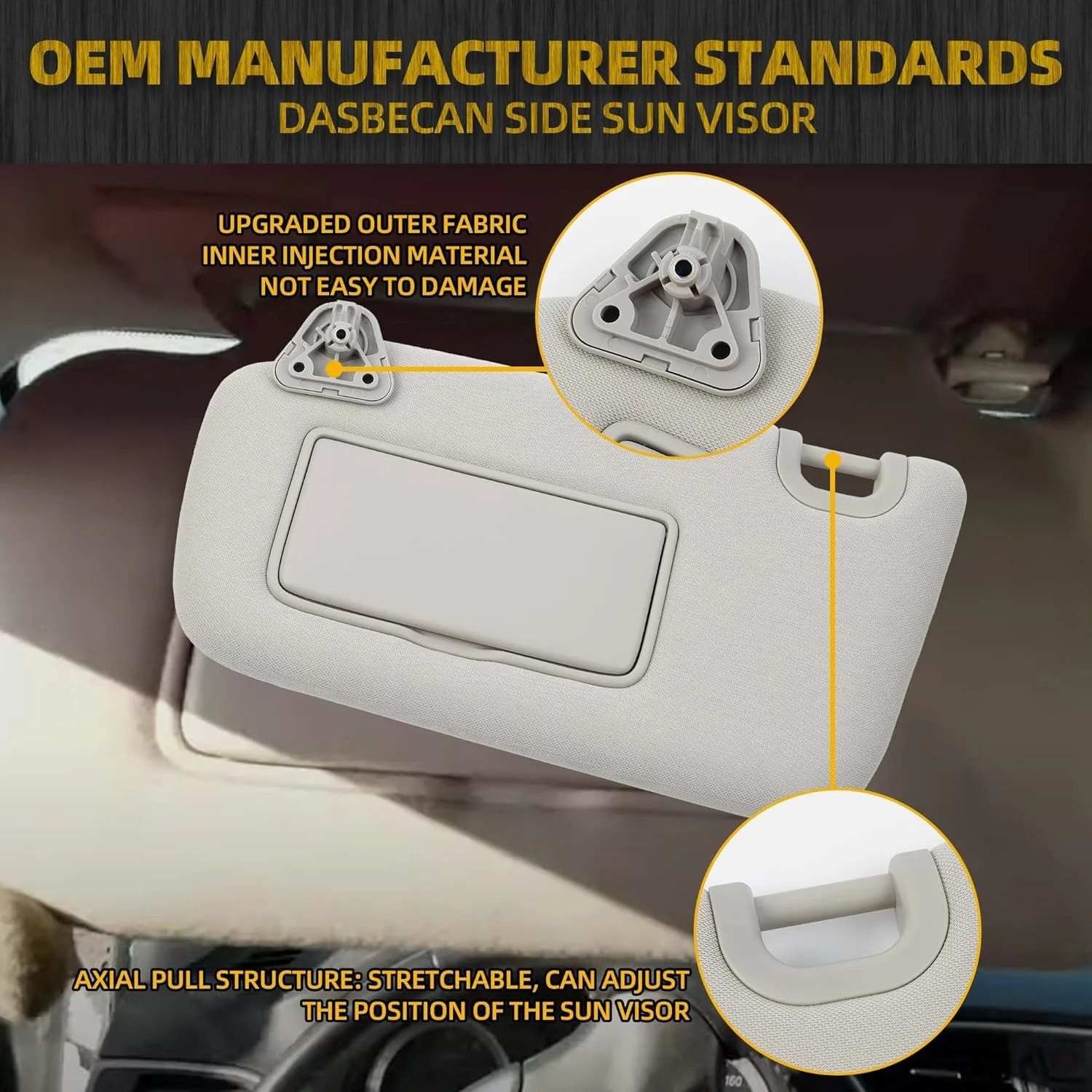 Dasbecan Left Driver Side Sun Visor w/o Light Compatible with Nissan Sentra 2013
