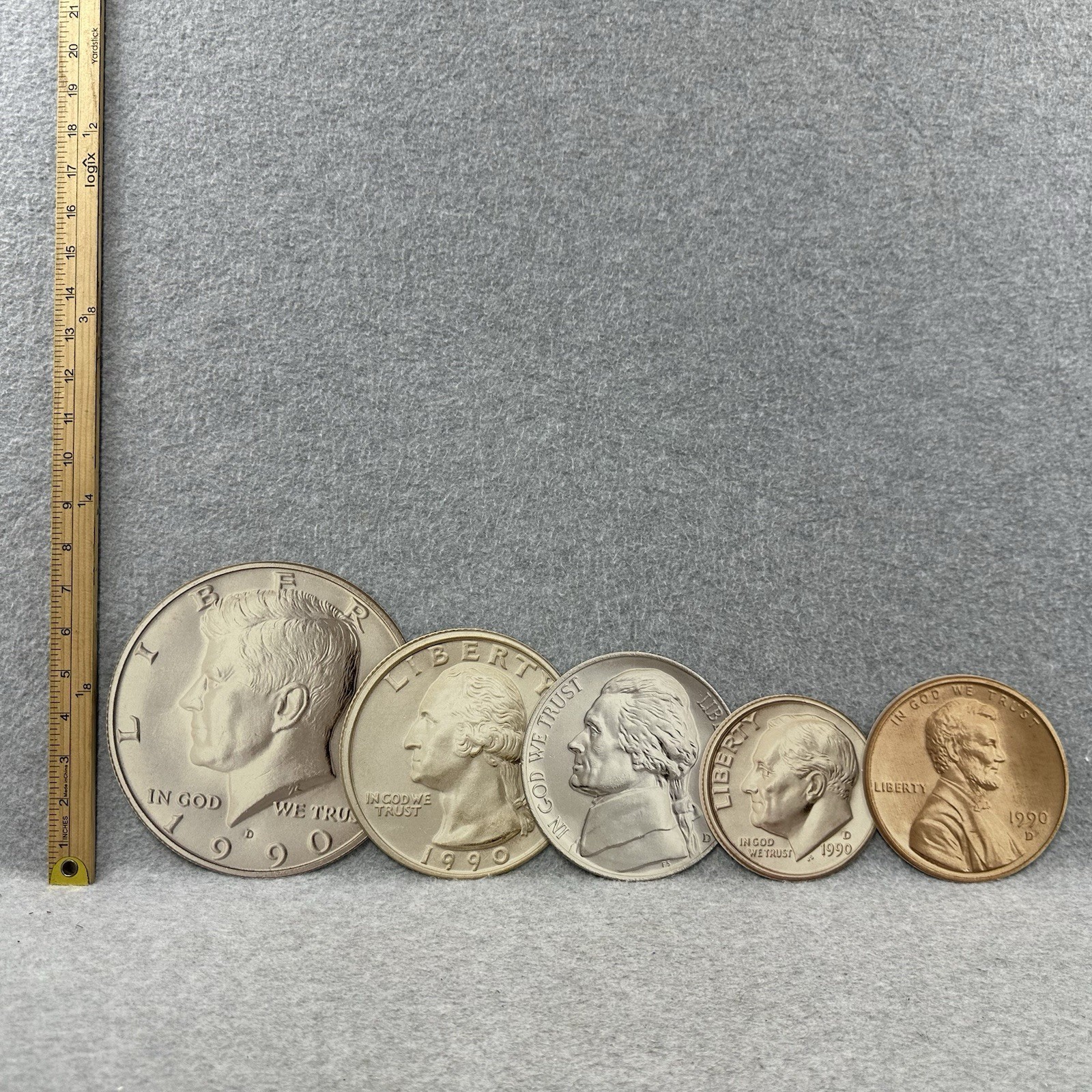 Vintage Oversized US Coin Replica Set Teacher Classroom Learning Money 1990 (11)