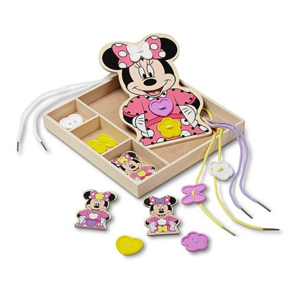 Disney Mickey Mouse & Friends Minnie Mouse Button-Match Wooden Lacing Set-New!
