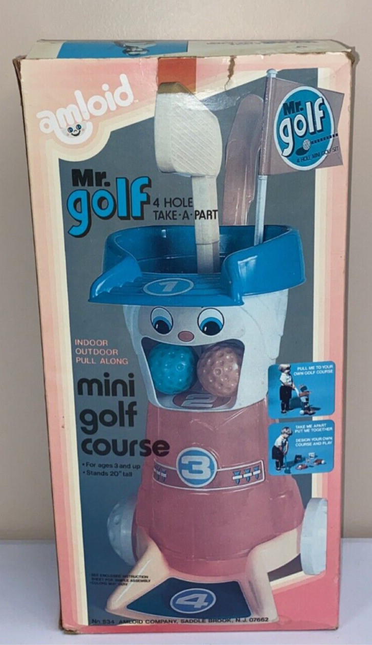 1980s Amloid Vintage Toy Mr. Golf 4 Hole Take-A-Part Mini Golf Course NIB Sealed