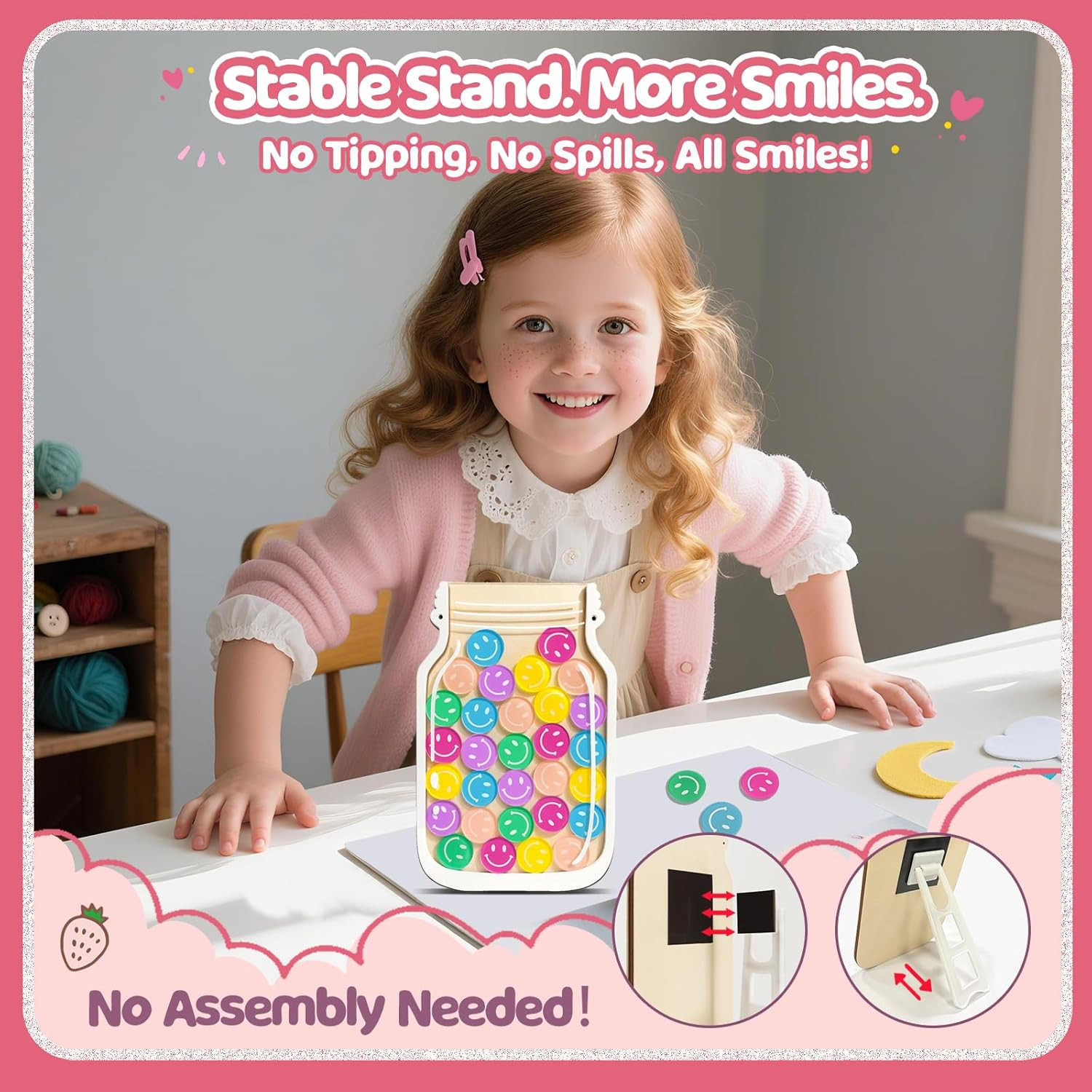 Magnetic Reward Jars for Kids – Smiley Tokens Behavior Chart System SHIPS FREE