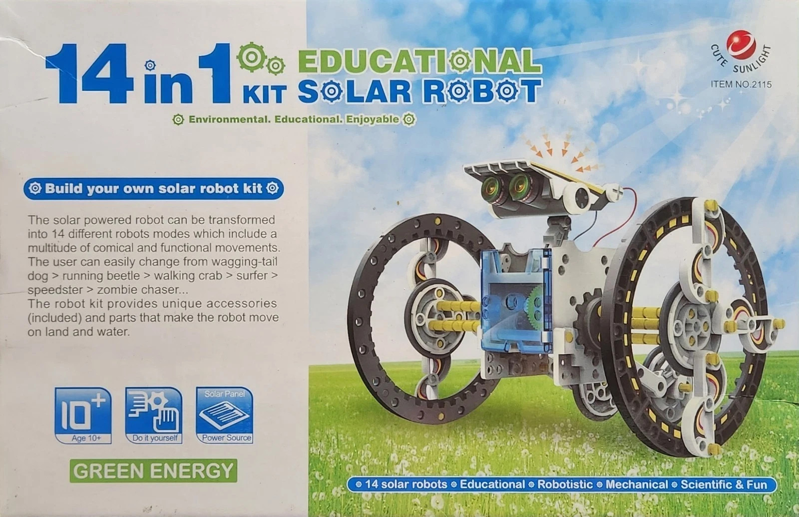 Two STEM Education Solar Powered Robot Building Kit DIY Science Experiment Toys
