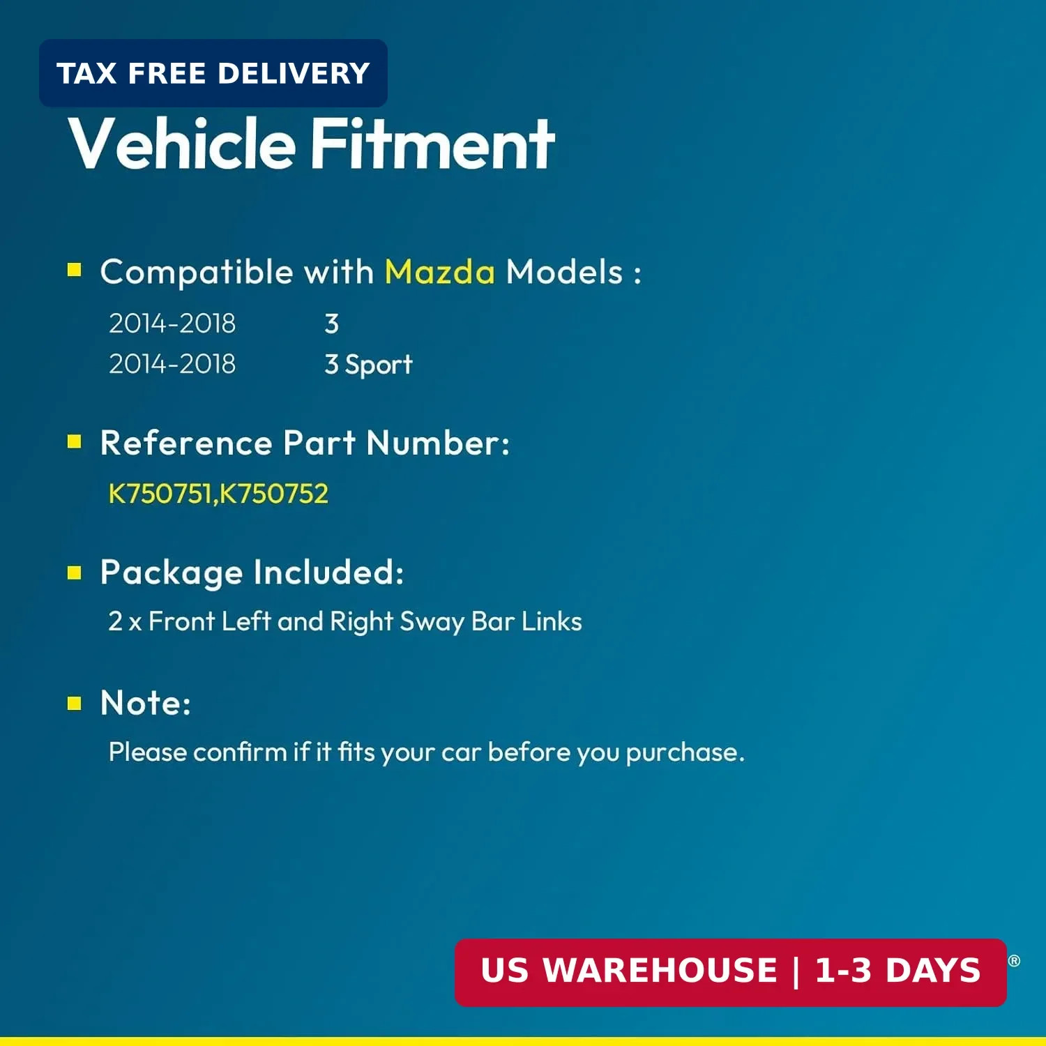 Front Sway Bar End Links for Ford EcoSport Fiesta Mazda 2 CX-3 Toyota Yaris iA