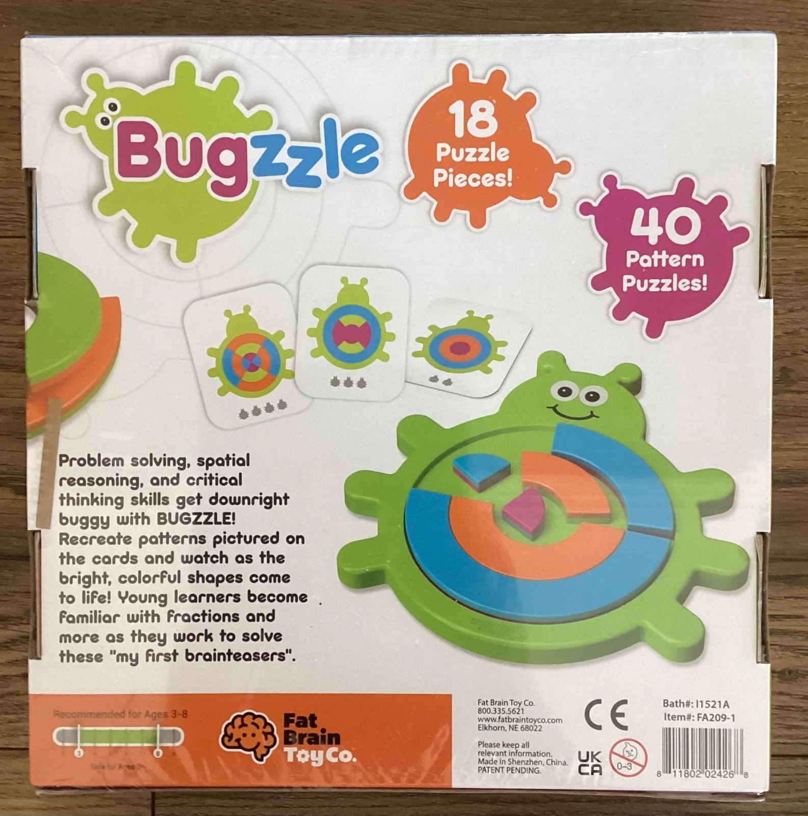 BUGZZLE Fat Brain Toy Co Kids Toddler 3y+ Educational Animal Bug Puzzle Toy Game