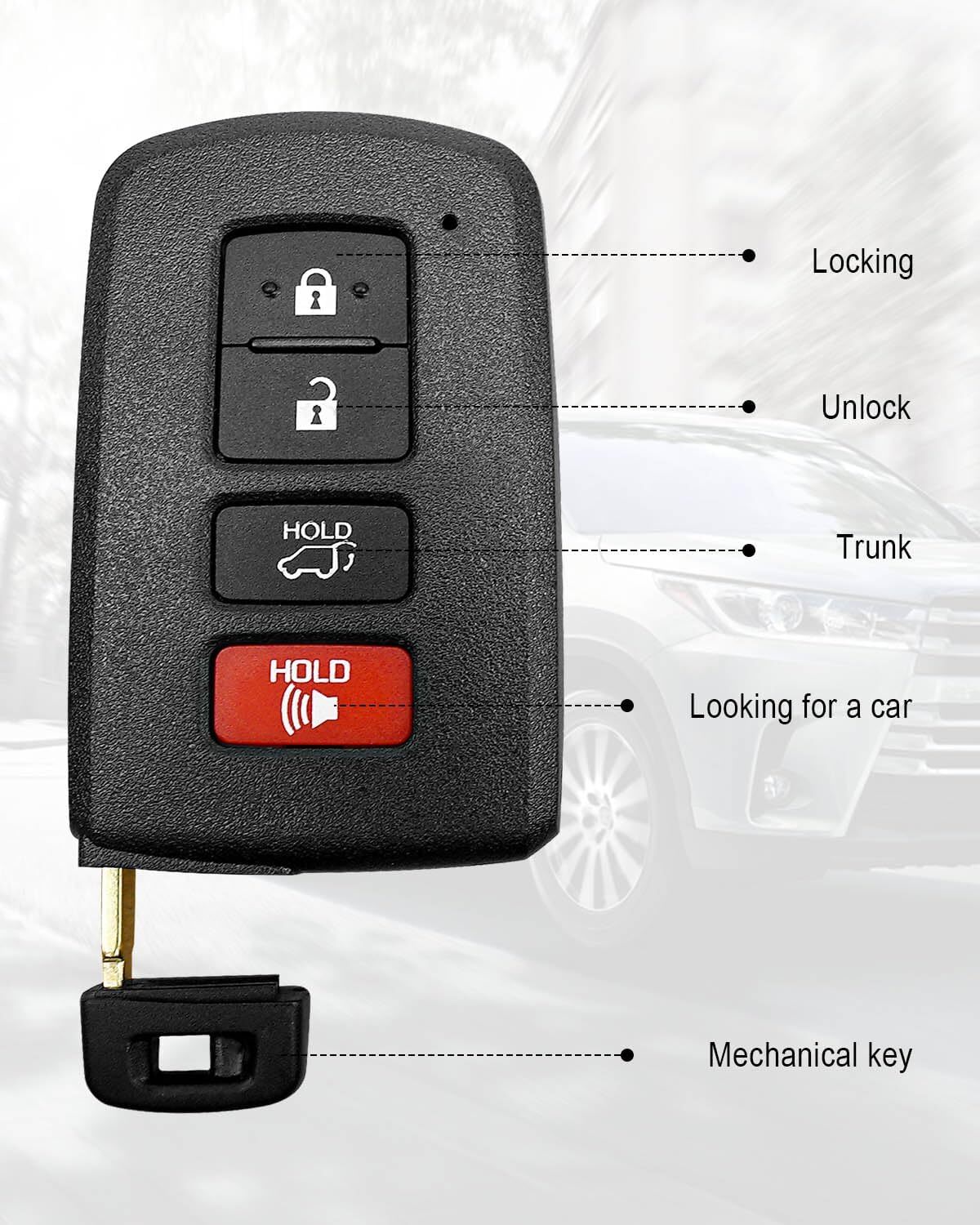Smart Car Key Fob Fit for Toyota Highlander 2014 2015 2016 2017 2018 2019,