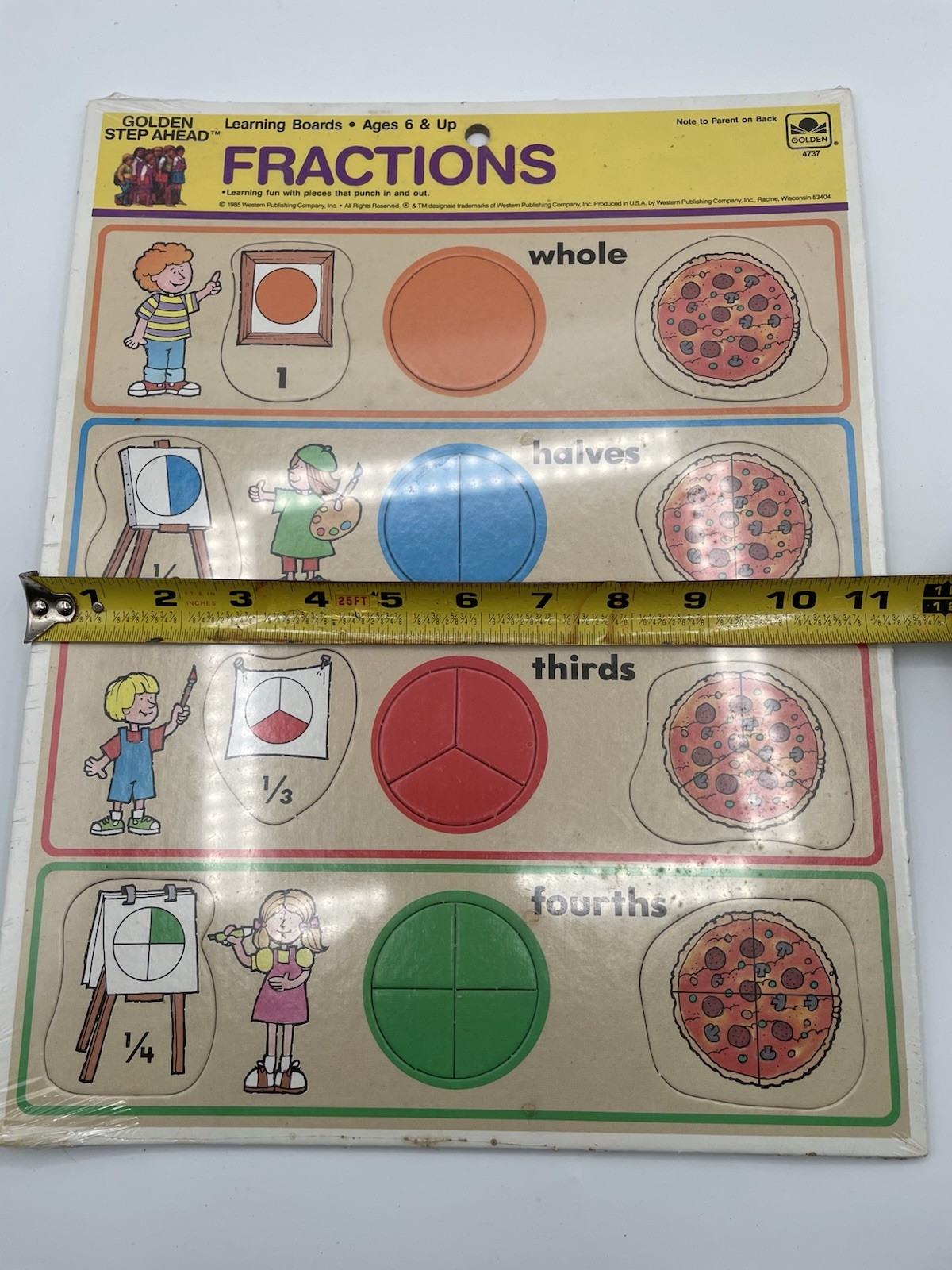 Vintage Golden Step Ahead Fractions Puzzle 1985 Learning Board School New READ