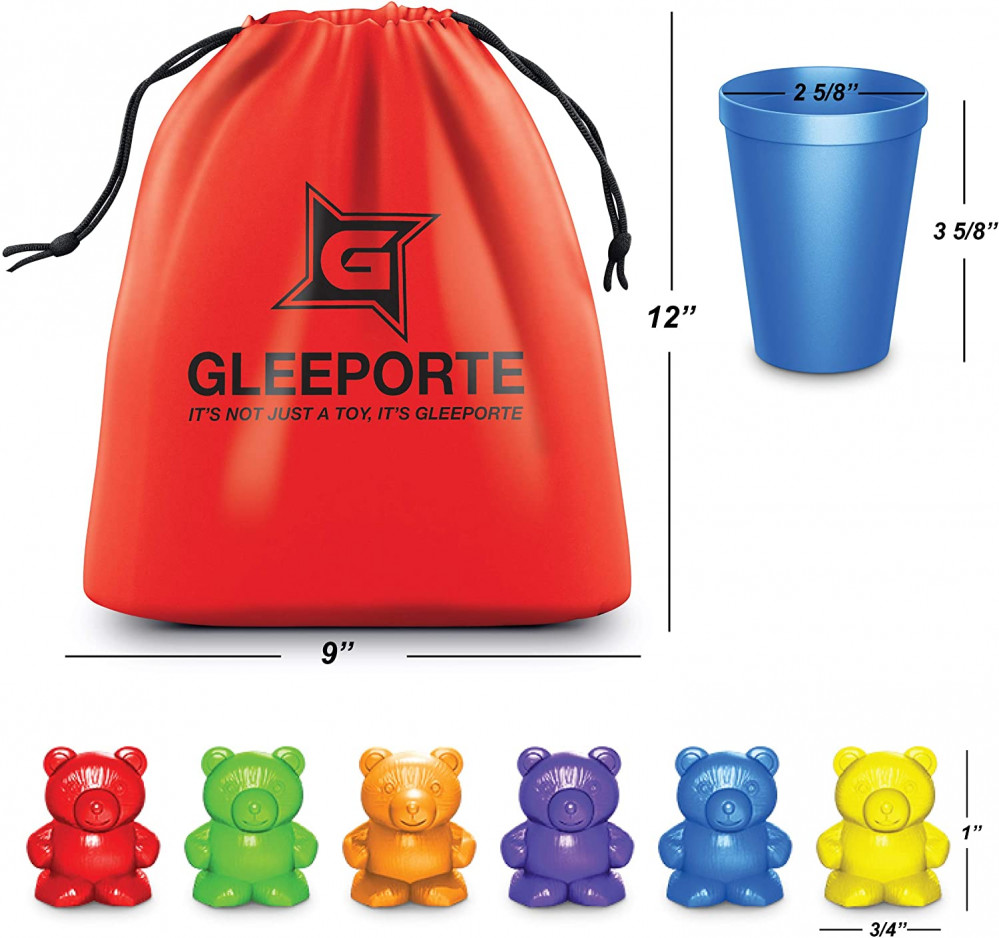 Rainbow Counting Bears w/ Matching Sorting Cups 67 Pcs Set + Storage Bag STEM _C