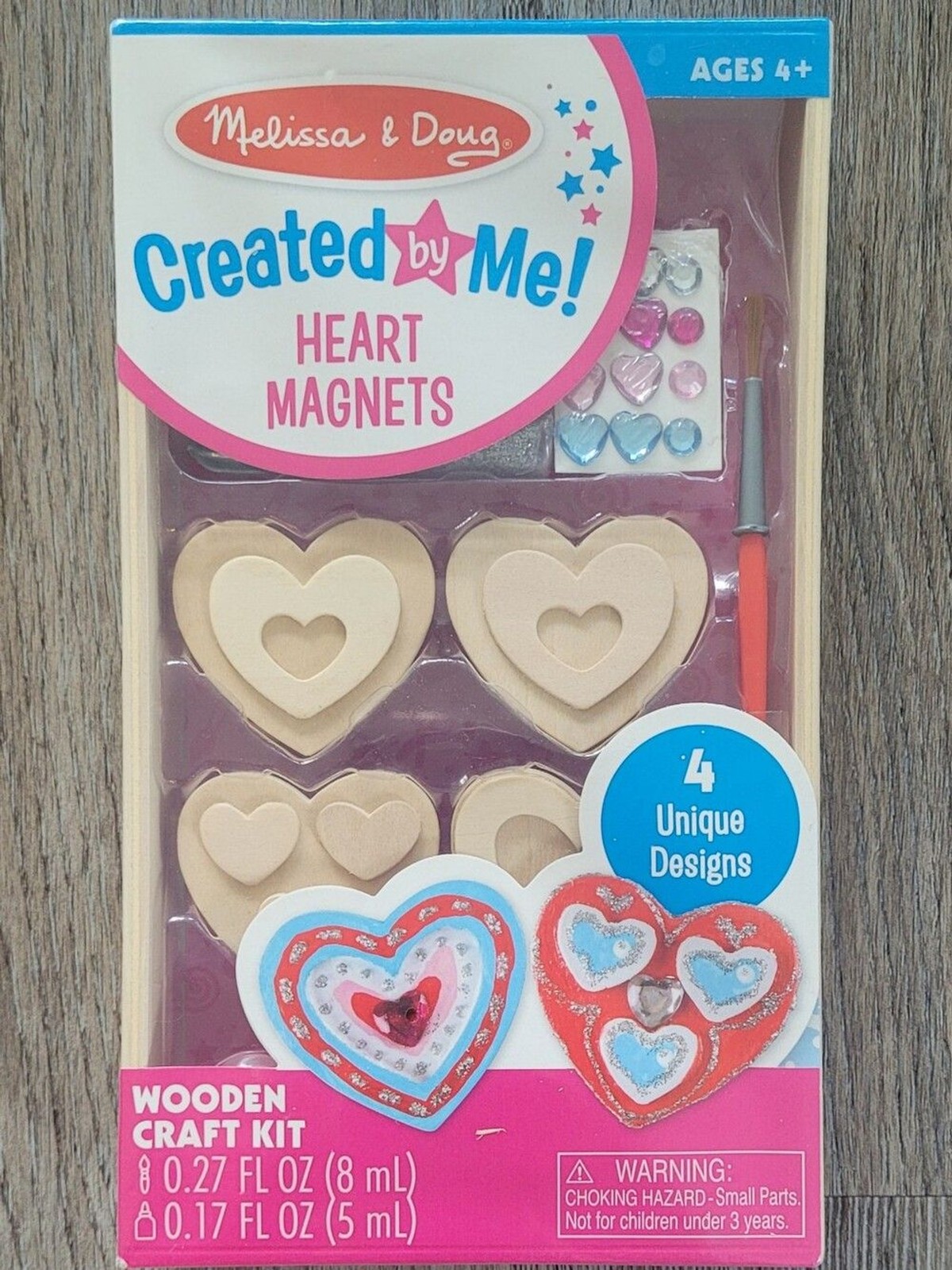 Melissa & Doug Created by Me! Heart Magnets Wooden Craft Kit, New